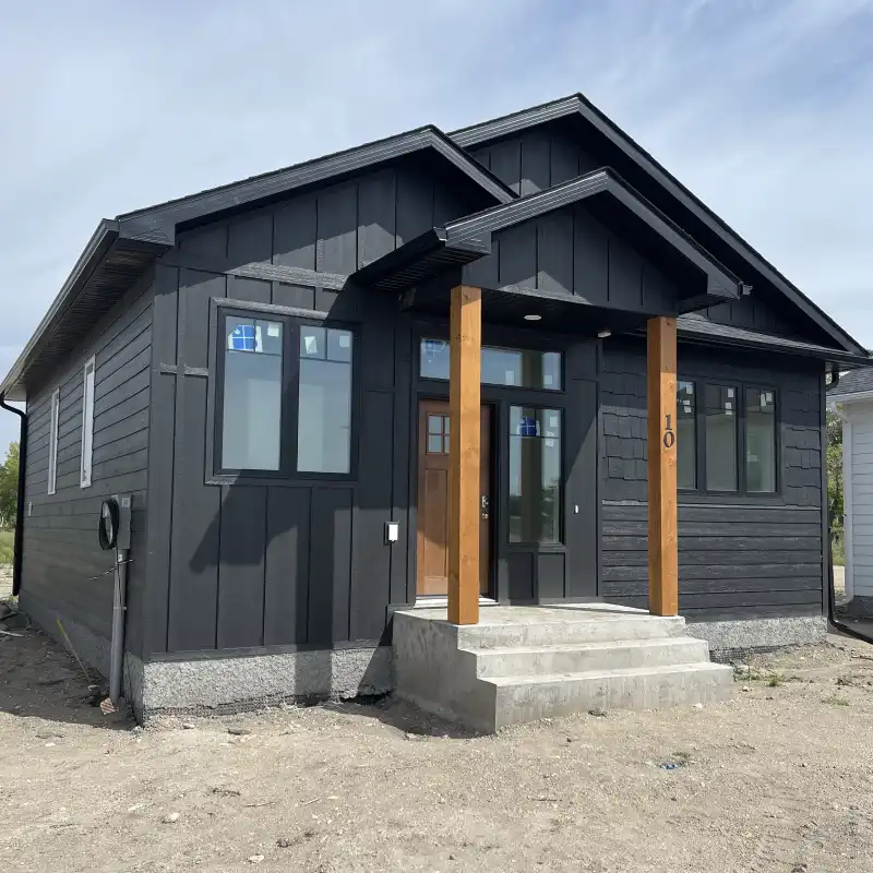 Beautiful white house residence exterior front entrance and facade during
